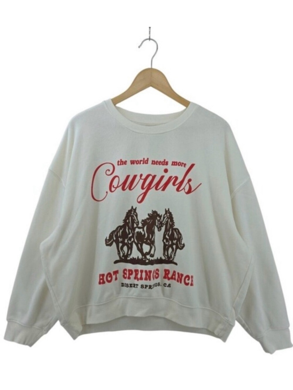 Grayson Threads Cowgirls Graphic Crewneck Sweatshirt - White & Red